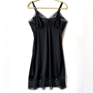 Vintage black lace satin slip Made in USA
